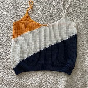 Knitted 3-Color Cropped Tank from Shein